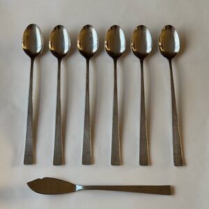 Custom Design Stainless Steel Japan Flatware 6 Long Tea Spoons and Butter Knife